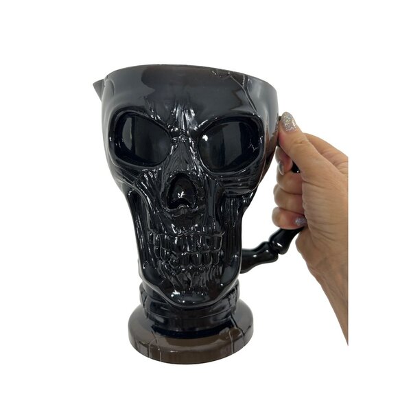 Halloween Black Skeleton Pitcher 2 Goblets Serveware Bar Dining Party Decoration - Picture 12 of 14